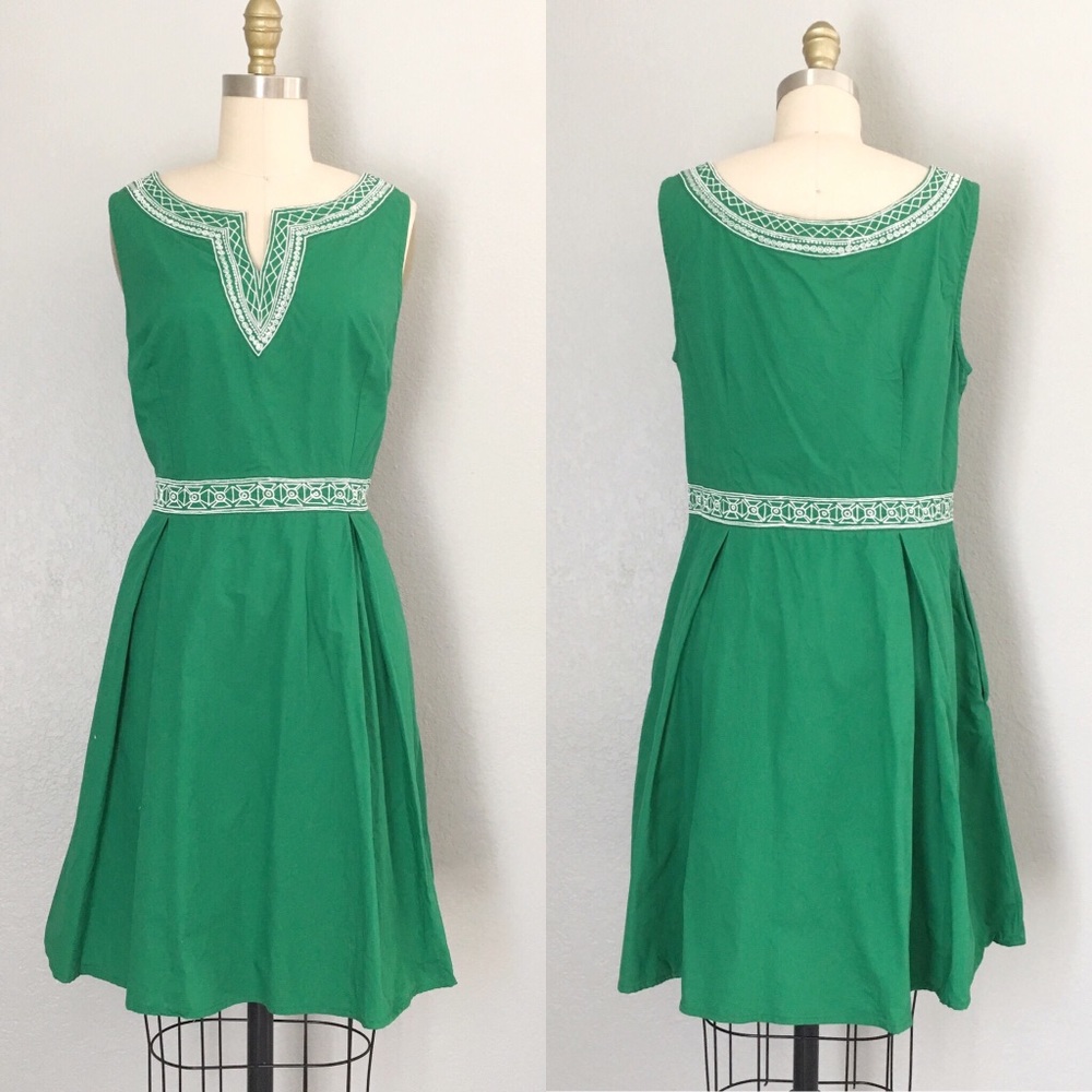 Eshakti kelly green embroidered dress